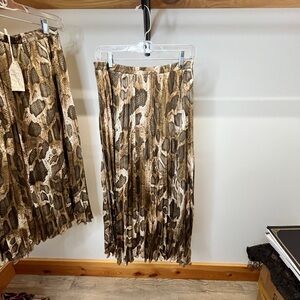 Mystree Brown Snake-Print Pleated Maxi Skirt